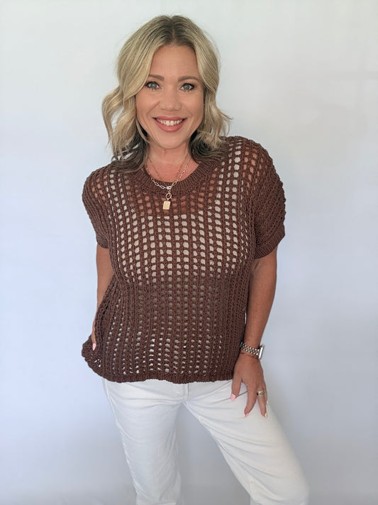 Mocha Coast Crochet Sweater