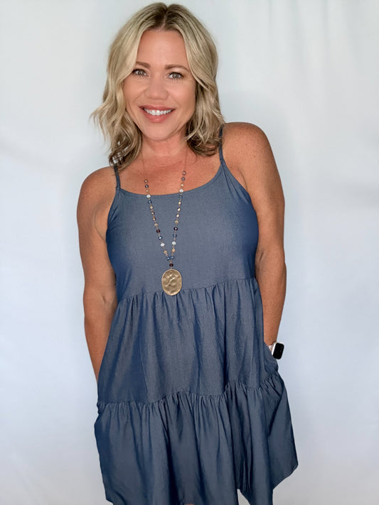 Coastal Blue Tiered Dress