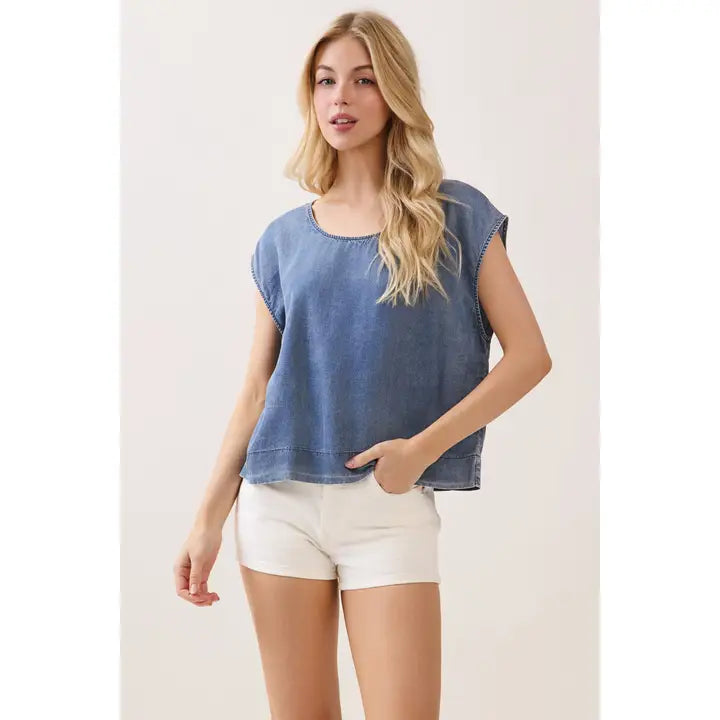 Washed Denim Boxy Top
