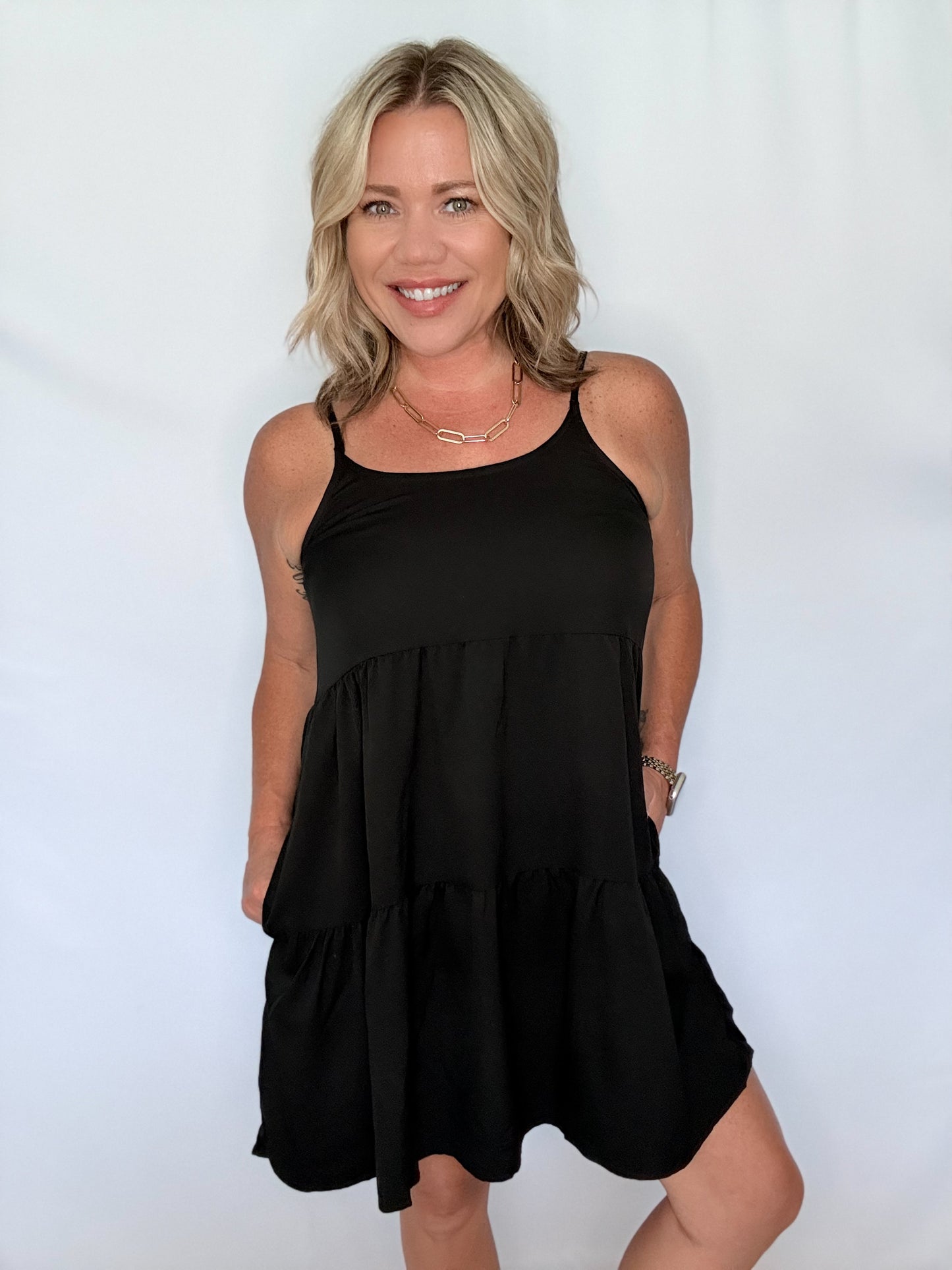 Midnight Breeze Tiered Dress