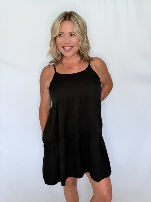 Midnight Breeze Tiered Dress