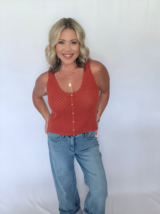 Sunset Crochet Button Tank