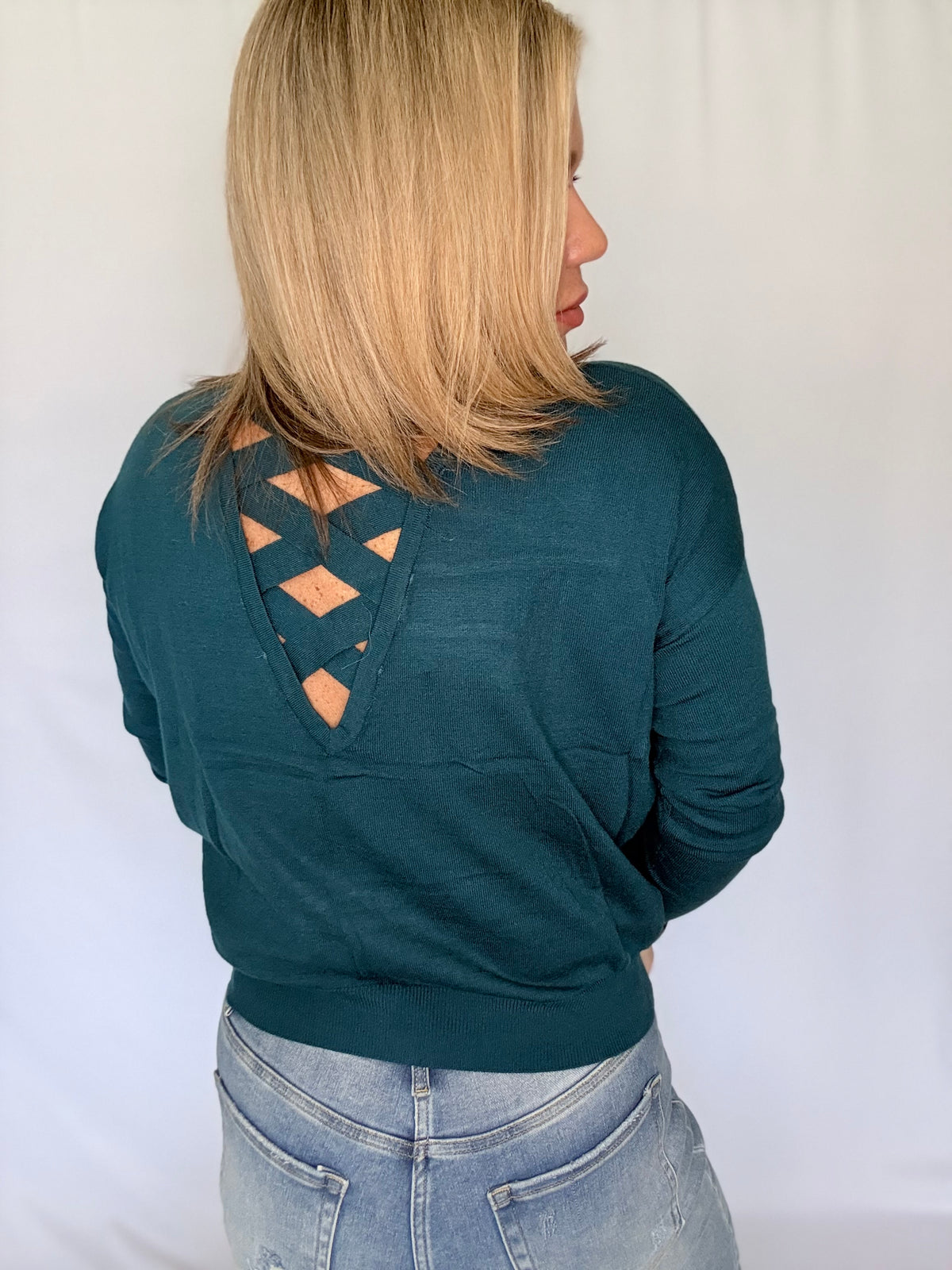 Cross My Heart Teal Sweater