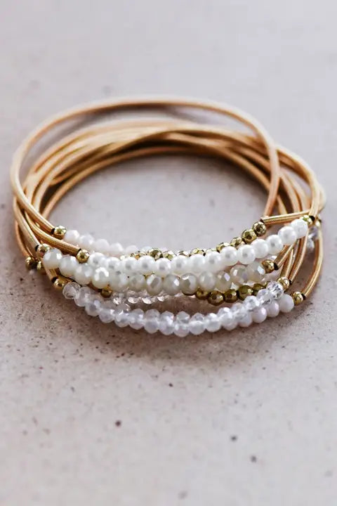 The Golden Pearl Stack Bracelets