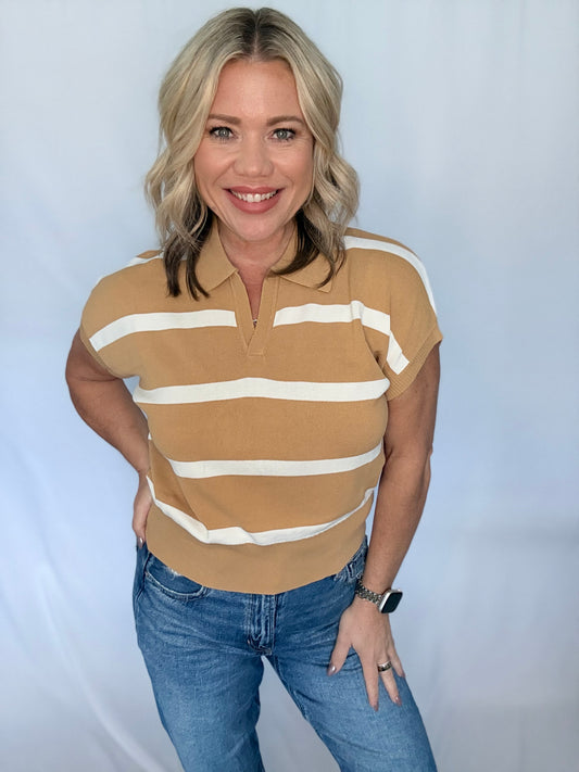 Caramel Stripe Sweater Tee