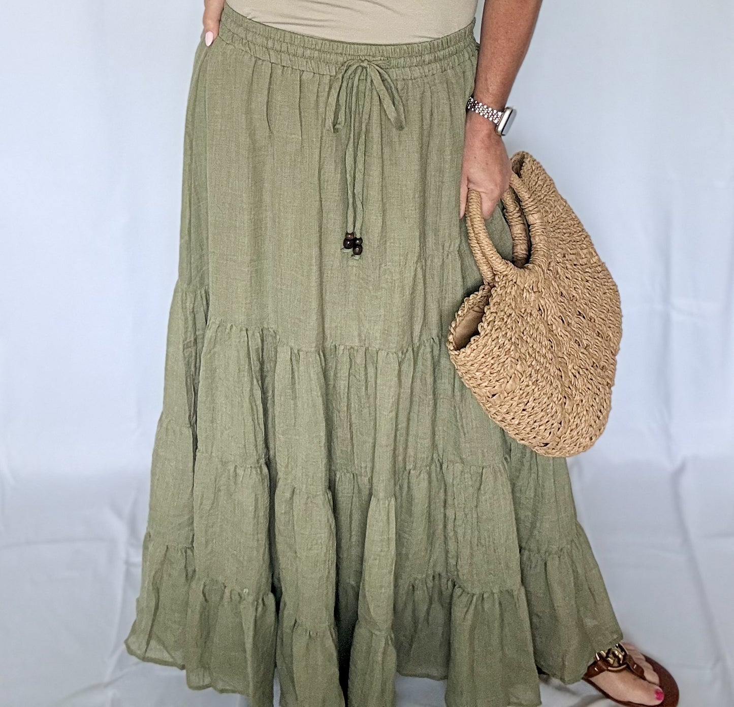The Olive Breeze Maxi Skirt