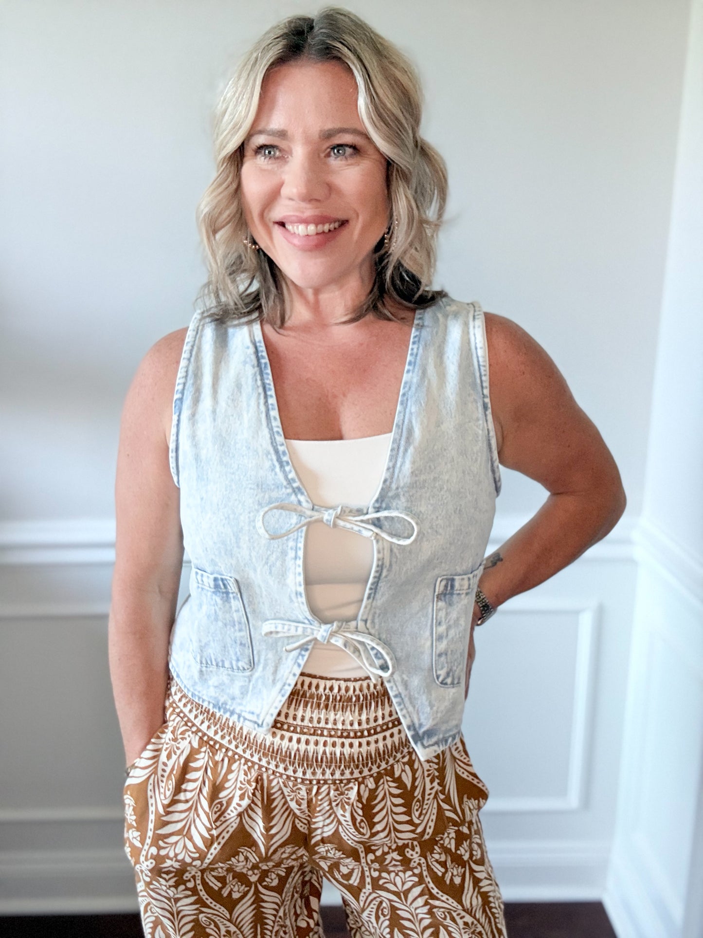 The Easy Tie Denim Vest