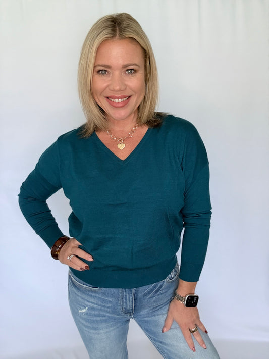Cross My Heart Teal Sweater