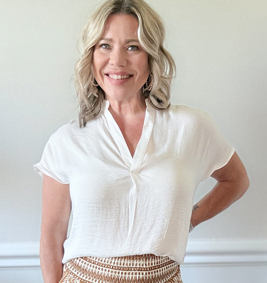 The Effortless Satin Top - White