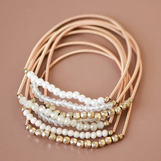 The Golden Pearl Stack Bracelets