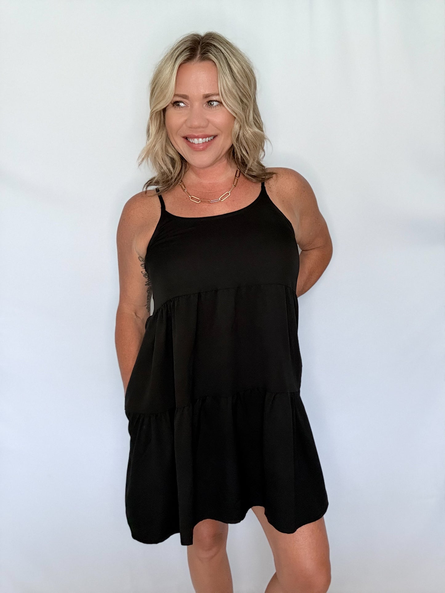 Midnight Breeze Tiered Dress