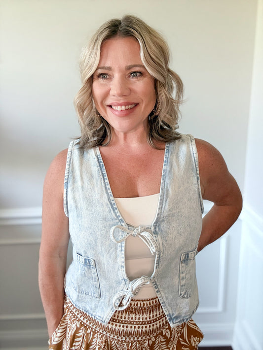 The Easy Tie Denim Vest
