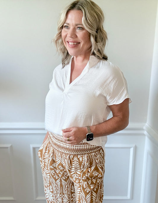 The Effortless Satin Top - White