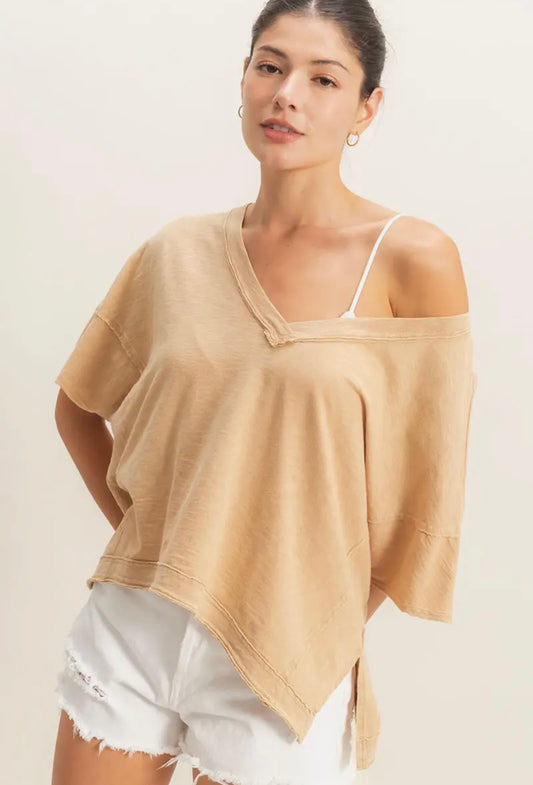 The Effortless Drape Top - Dark Taupe