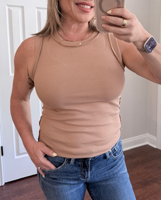The Essential Ribbed Tank - Taupe