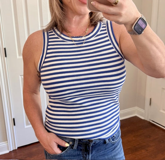 The Classic Stripe Tank - Blue