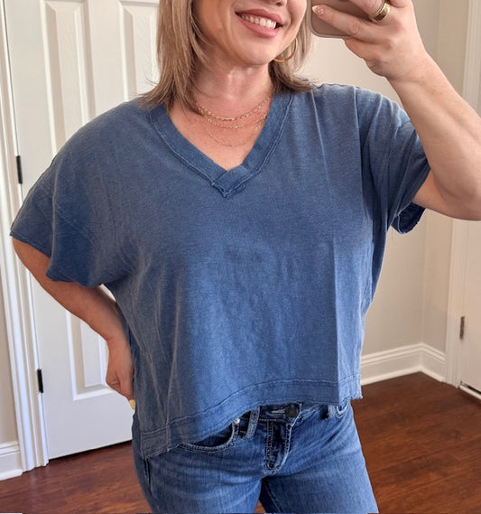 The Effortless Drape Top - Navy