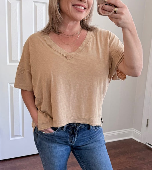 The Effortless Drape Top - Dark Taupe
