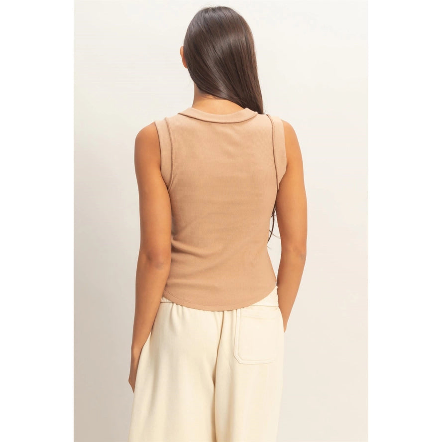 The Essential Ribbed Tank - Taupe