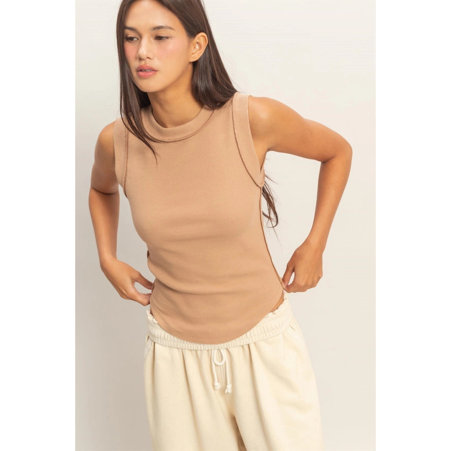 The Essential Ribbed Tank - Taupe