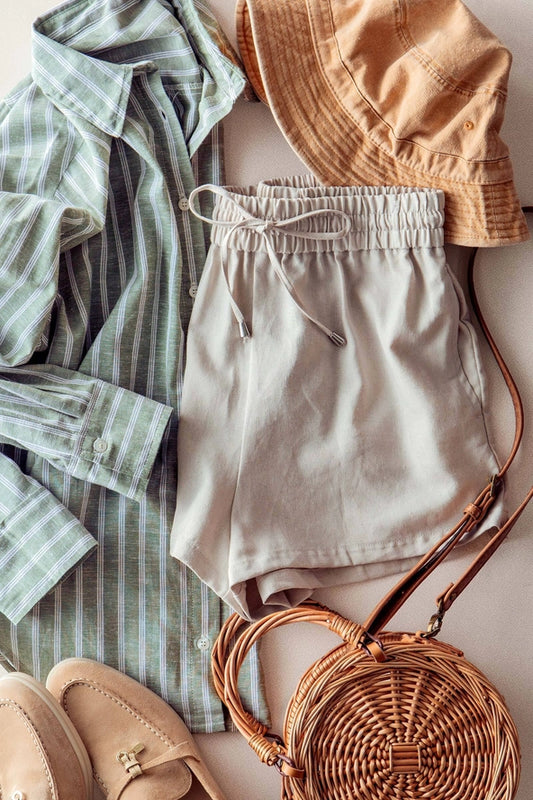 The Coastal Linen Shorts - Natural